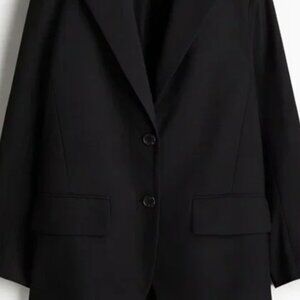 H&M Black Two Button Front Side Pockets Long Sleeve Blazer Women Size 8
